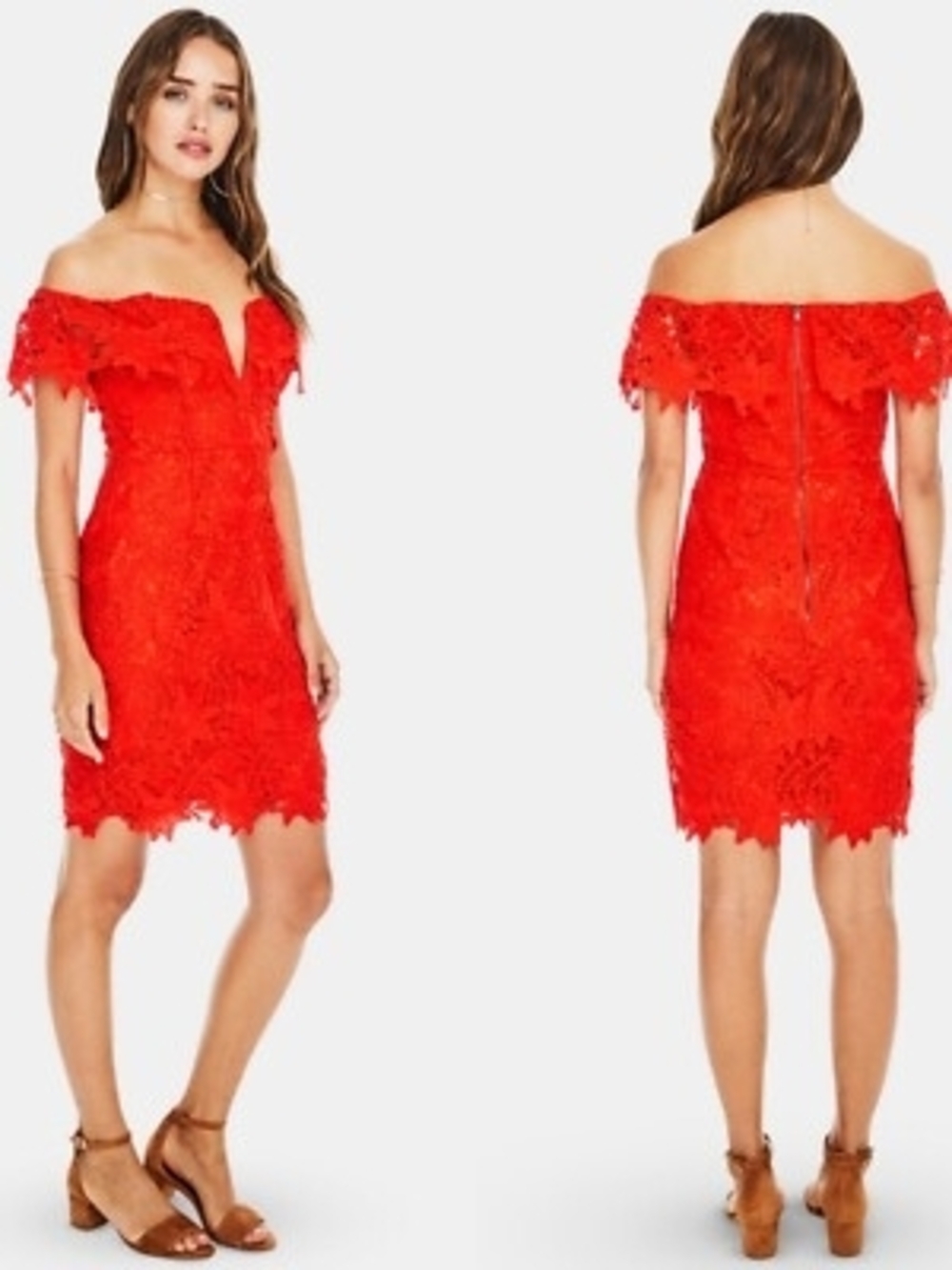 ASTR The Label Daniela Poppy Red Lace Corset Mini Dress
